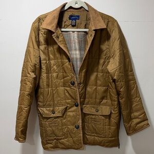 Charter Club Women’s‎ Quilted Tan Corduroy Suede Collar Puffer Jacket Size L
